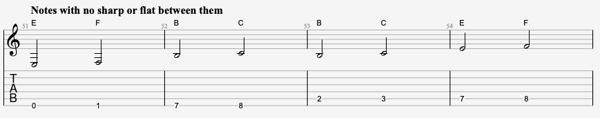 Notes without a sharp or flat between them